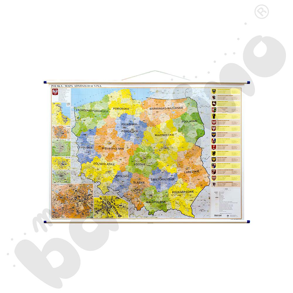 Polska - dwustronna mapa fizyczna/administracyjna 140 x 100 cm