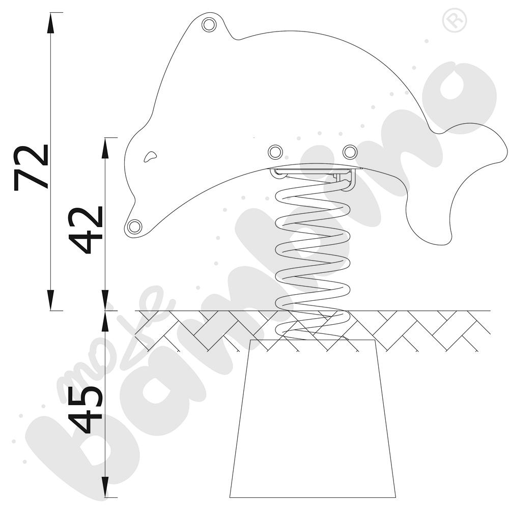 Sprężynowiec Delfin na podstawie metalowej