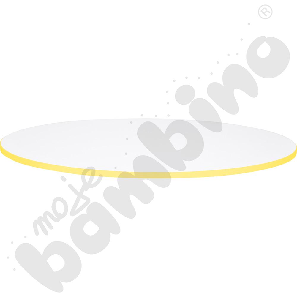 Blat Quadro biały okrągły, żółte obrzeże