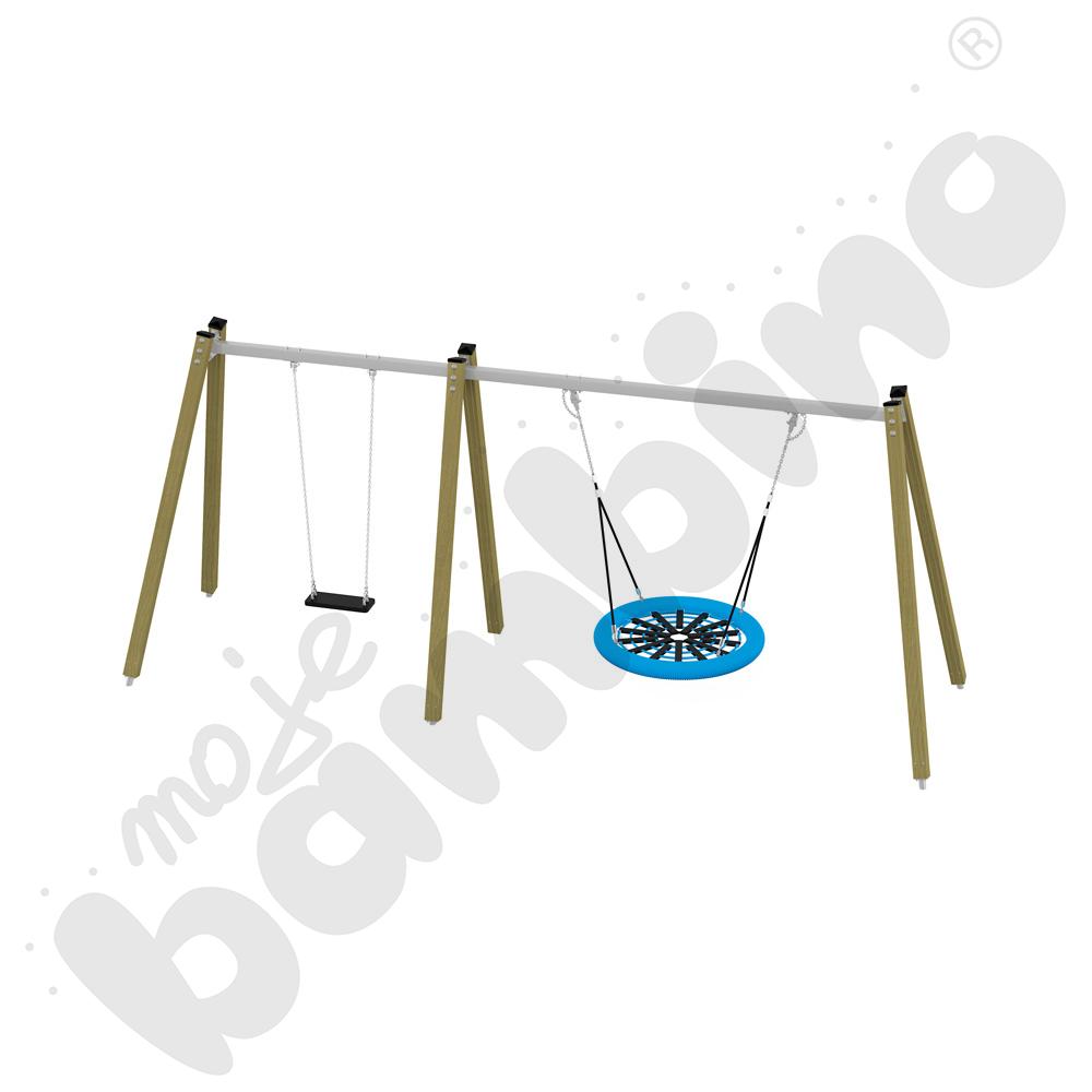 Huśtawka potrójna drewniana Triangulo/ bez zawiesi