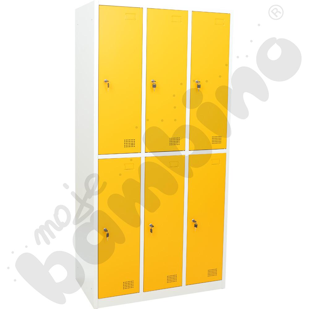 Szafa skrytkowa 180 z 6 schowkami i półką - drzwi żółte