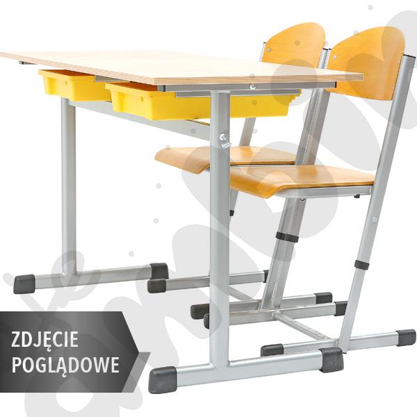 Stół G 130x55 rozm. 4, 2os., stelaż niebieski, blat HPL biały, PO, narożniki zaokrąglone