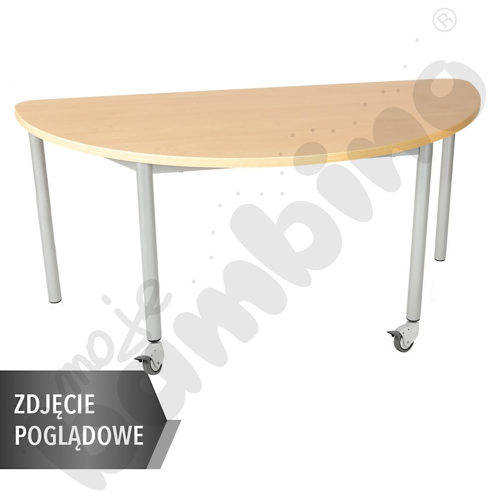 Stół Mila półokrągły 160x80, zielony, zaokrąglony, rozm.4 z 2 kółkami