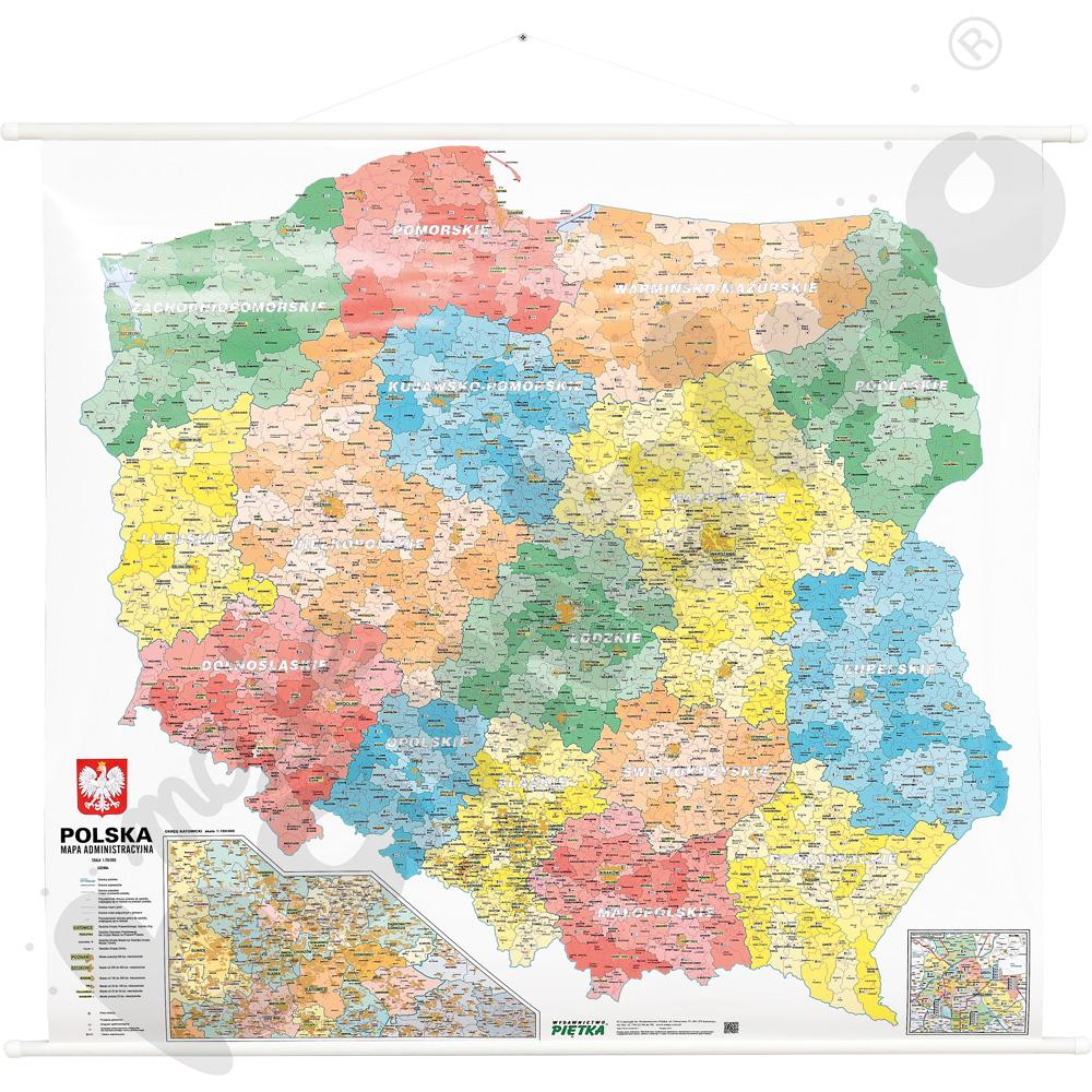 Polska - mapa administracyjna, 100 x 100 cm