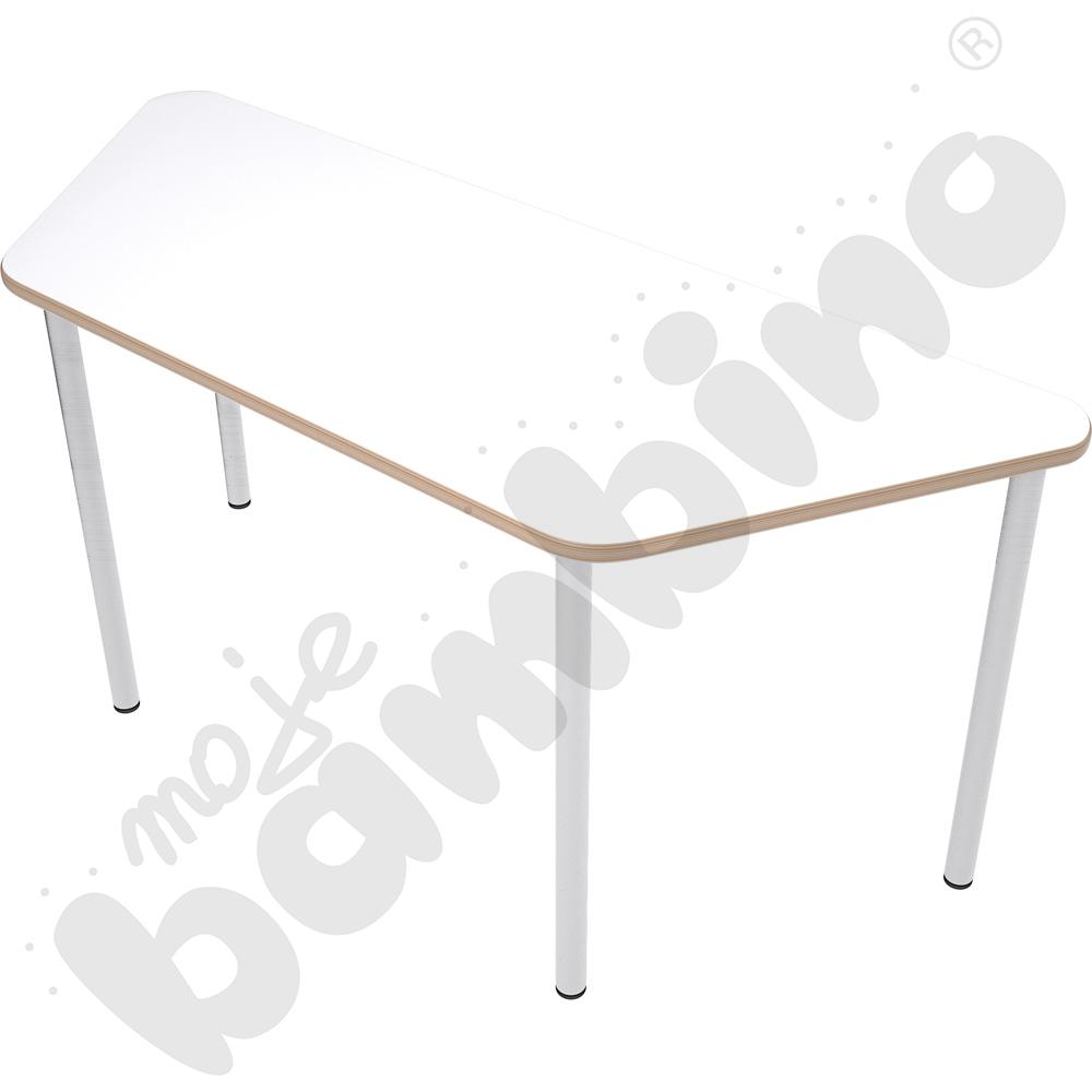 Stół Mila trapezowy 140x70x80x70, HPL - biały, zaokrąglony, rozm. 6