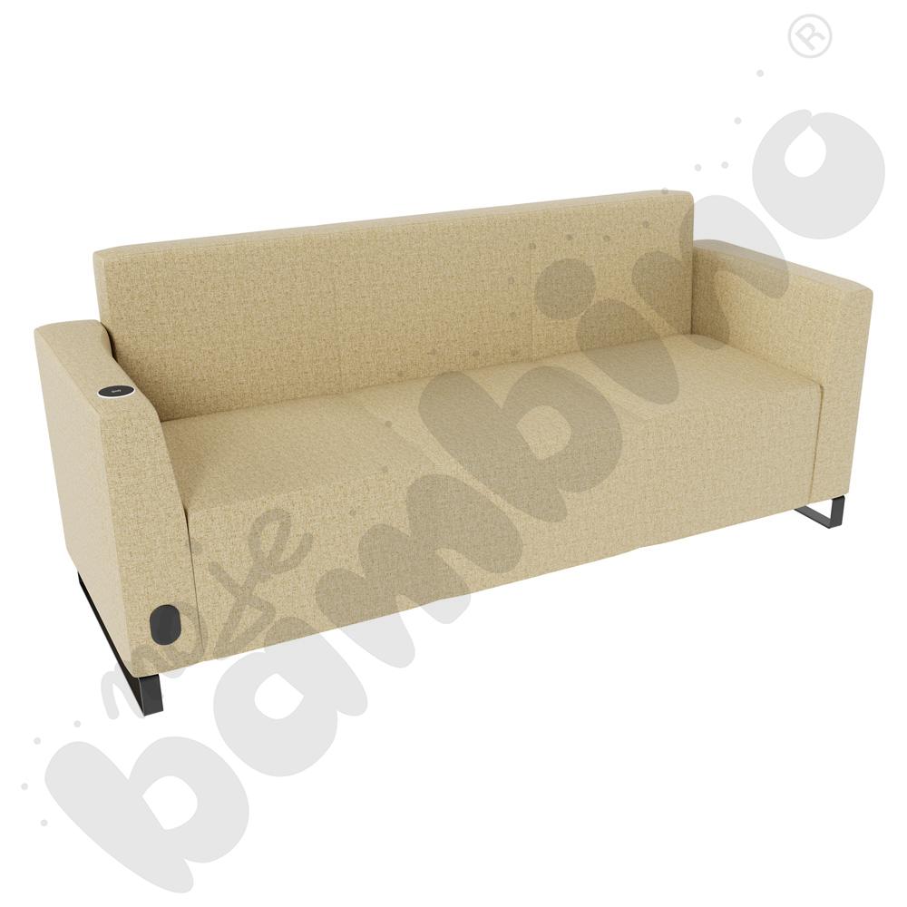 Sofa Universum 3-os. wys. 82 cm, 2 boki niskie, lewy z gniazdkiem elektrycznym i indukcją, tkanina RO09