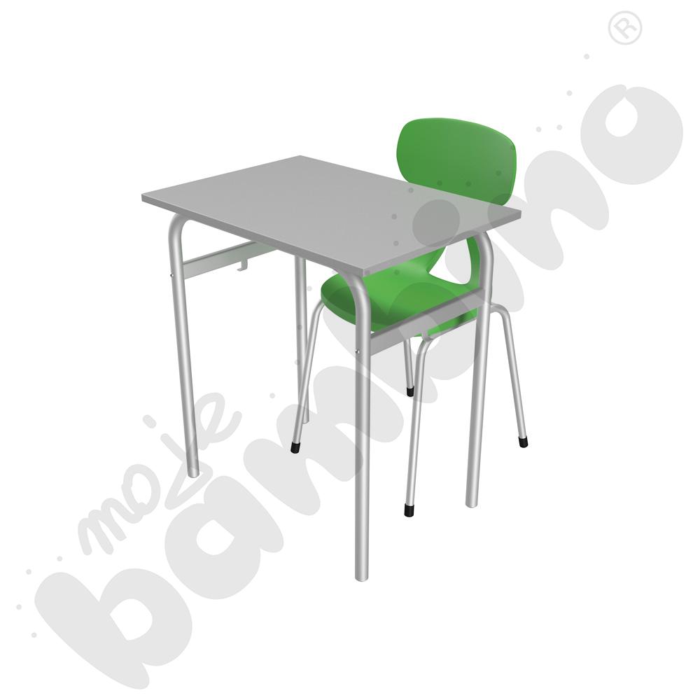 Stół Daniel 1-os. szary z krzesłem Colores zielonym, rozm. 6
