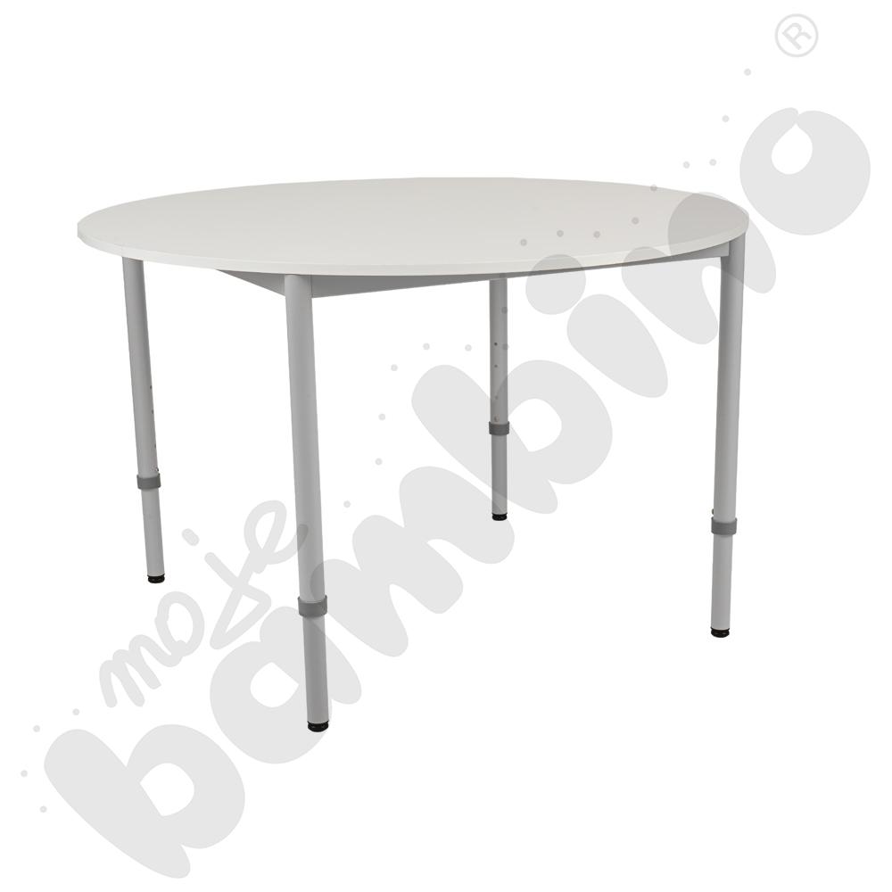Stół Mila okrągły 120 cm, z reg. wys. 1-4, blat biały, stelaż aluminium