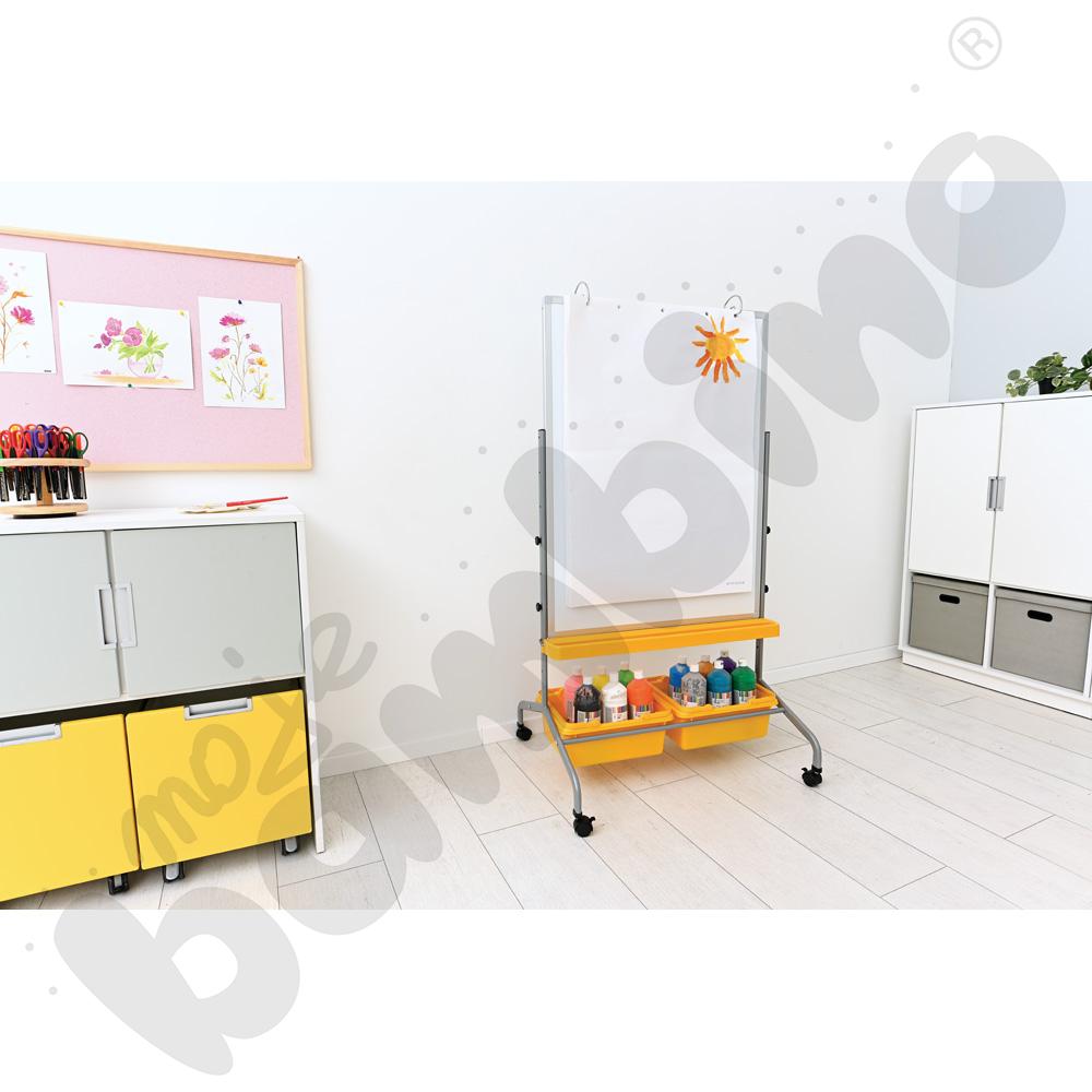 Tablica suchościeralna magnetyczna mobilna 75 x 100 cm - żółte pojemniki
