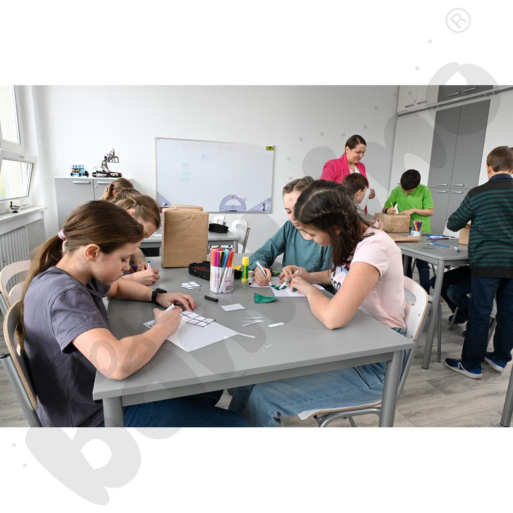Stół Mila 120x80 rozm. 6, 6-os., stelaż aluminium, blat szary, obrzeże ABS, narożniki proste