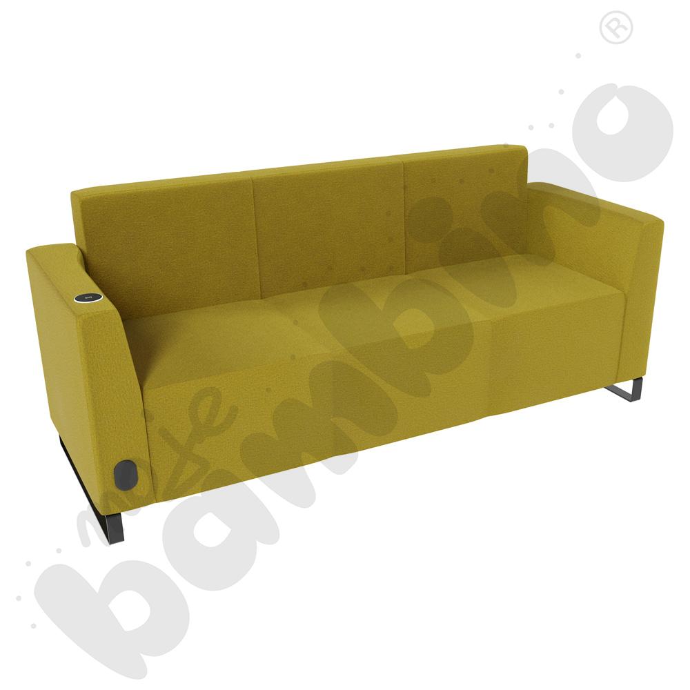 Sofa Universum 3-os. wys. 82 cm, 2 boki niskie, lewy z gniazdkiem elektrycznym i indukcją, tkanina KG13
