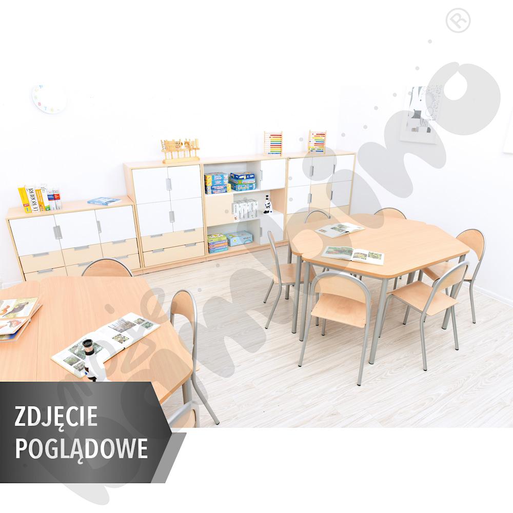 Stół Mila trapezowy 120x70x60x70, HPL - żółty, zaokrąglony, rozm. 2