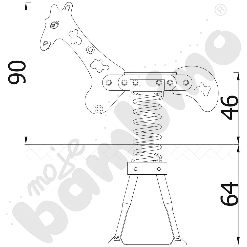Sprężynowiec Żyrafa na podstawie metalowej