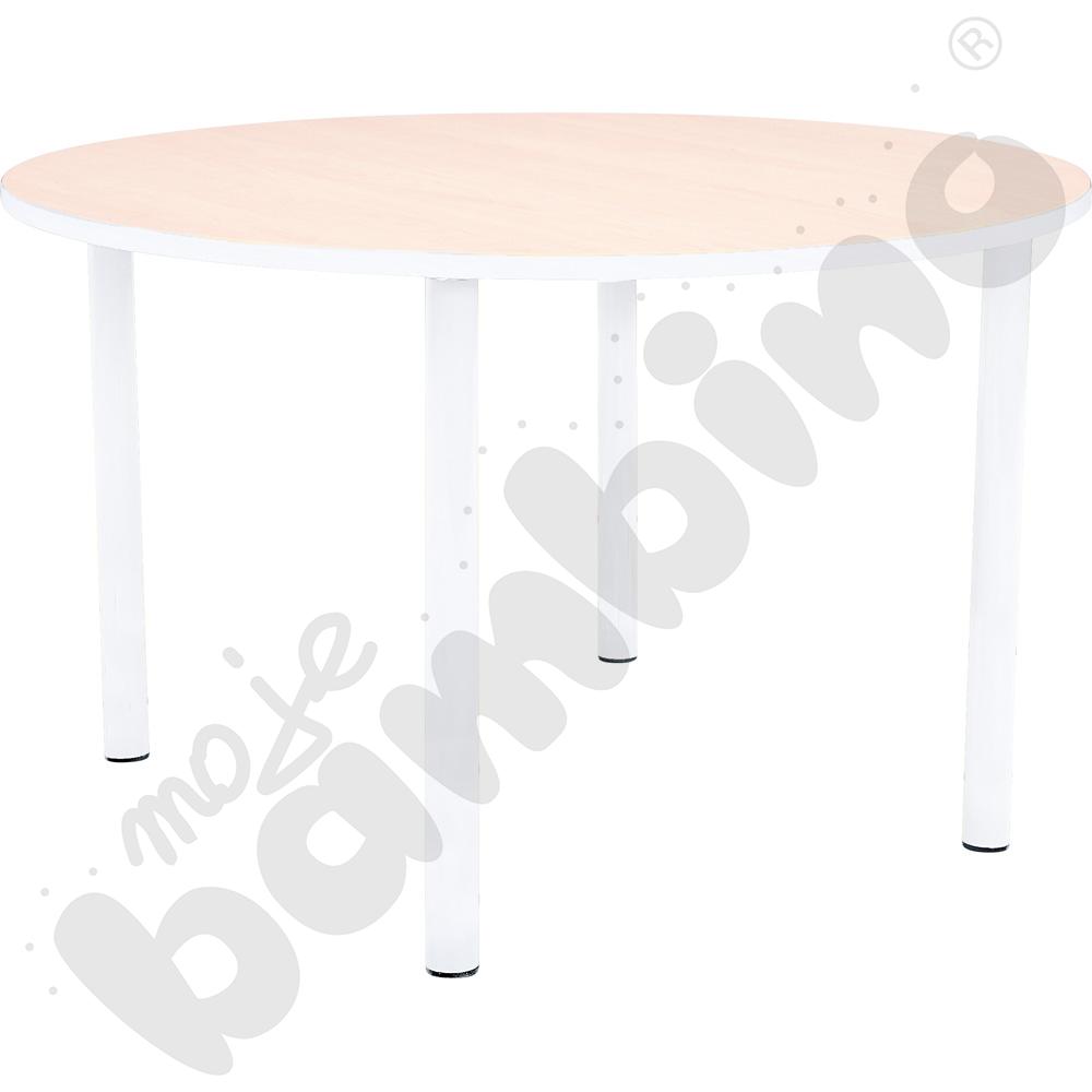 Stół Bambino okrągły wys. 58 cm z białym obrzeżem 