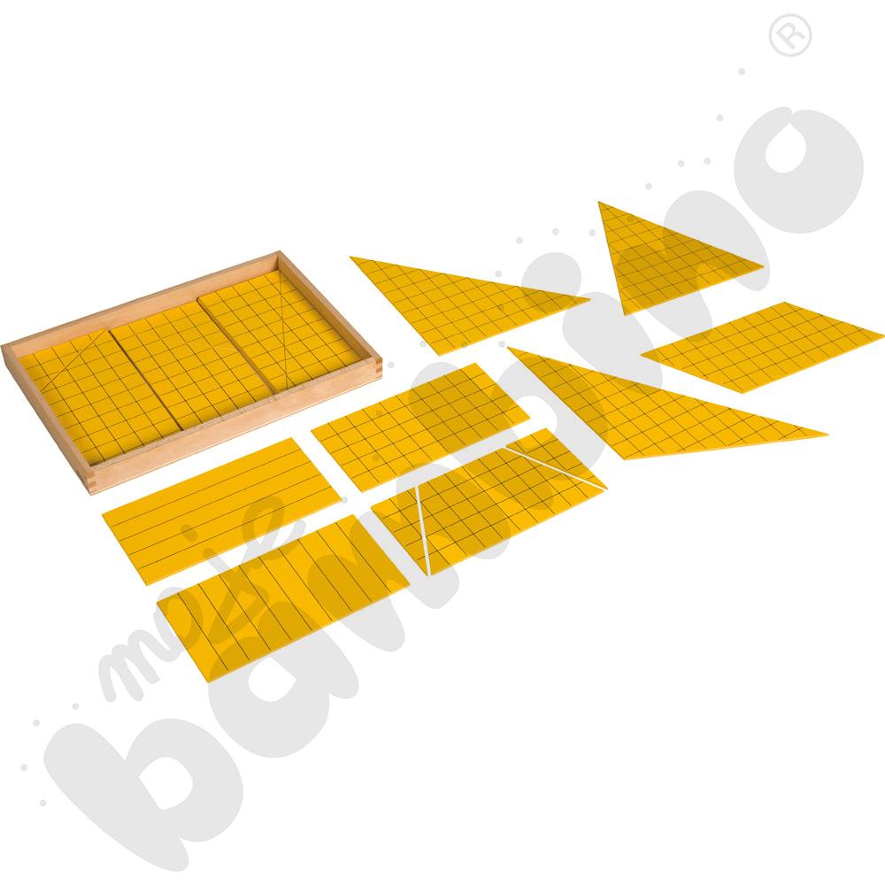 Żółte trójkąty - pole powierzchni Montessori