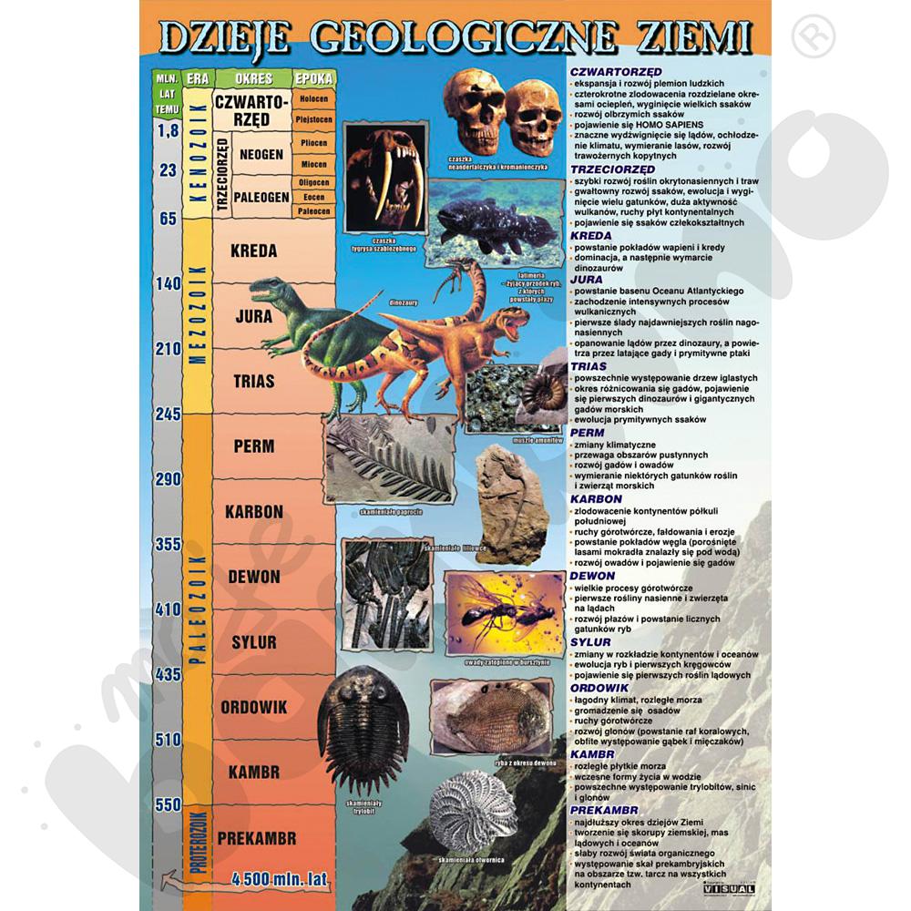 Plansza dydaktyczna - Dzieje geologiczne Ziemi