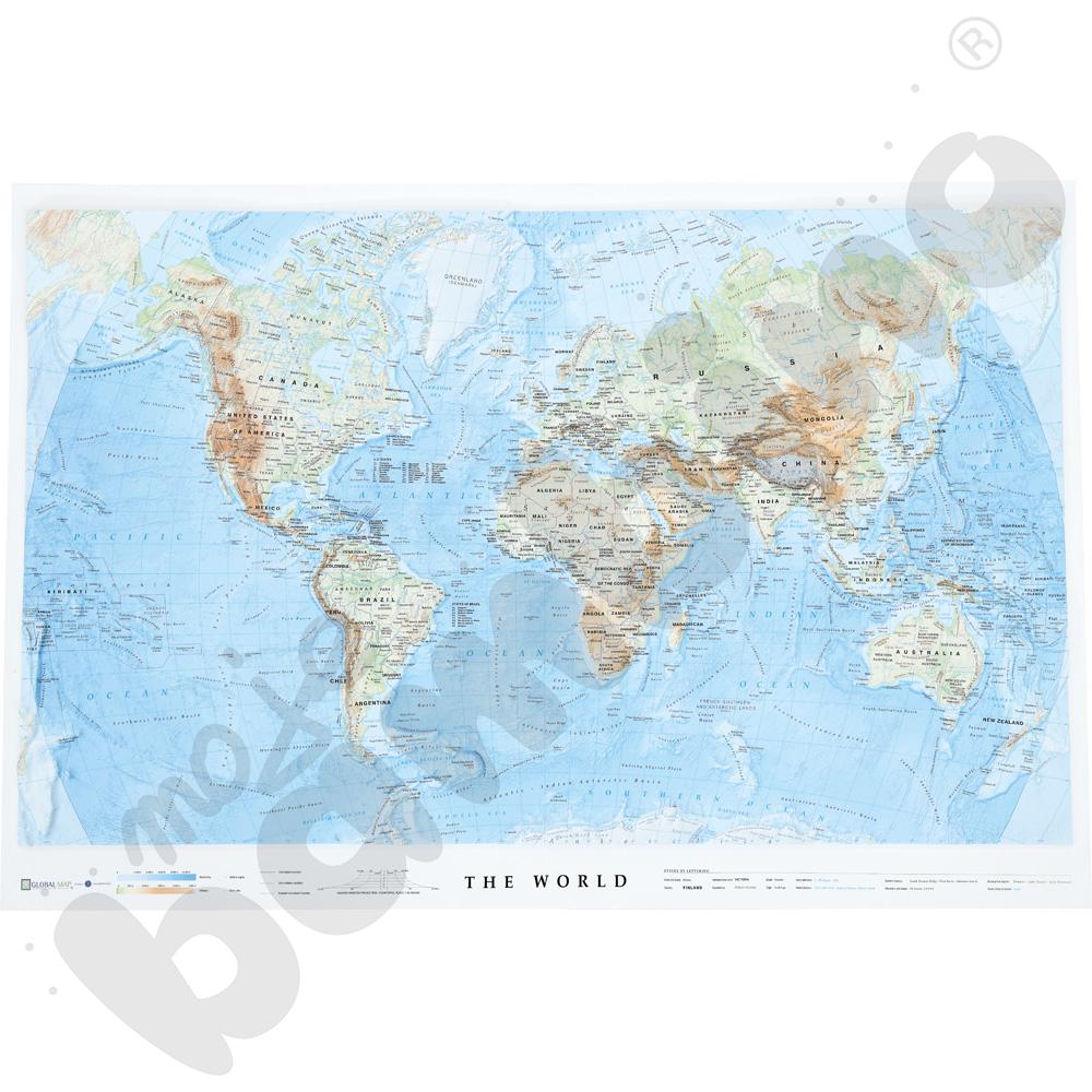 Świat - mapa plastyczna 3D 64 x 97 cm