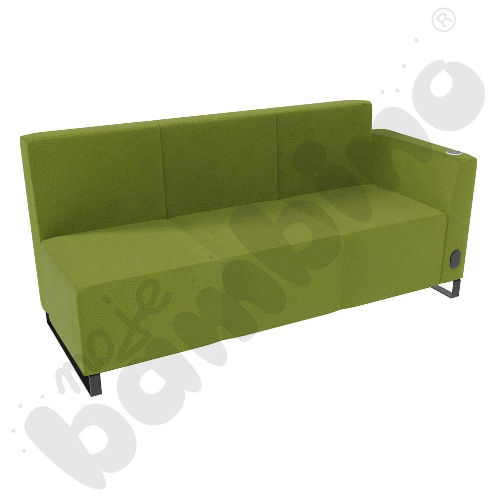 Sofa Universum 3-os. wys. 82 cm, bok niski prawy z gniazdkiem elektrycznym i indukcją, tkanina KG12