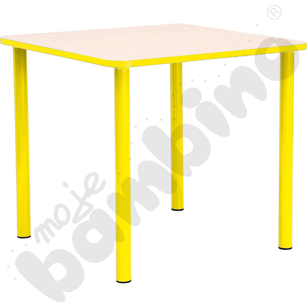 Stół Bambino kwadratowy wys. 52 cm z żółtym obrzeżem
