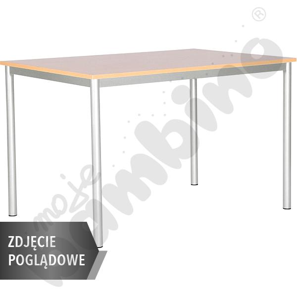 Stół Mila 120x80 rozm. 4, 6os., stelaż żółty, blat buk, obrzeże ABS, narożniki proste