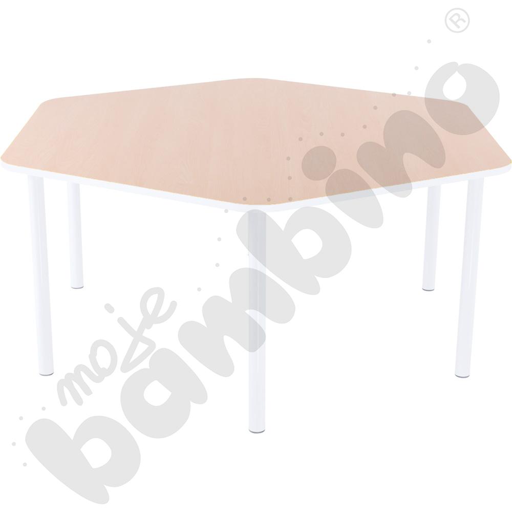 Stół Bambino sześciokątny wys. 58 cm z białym obrzeżem 