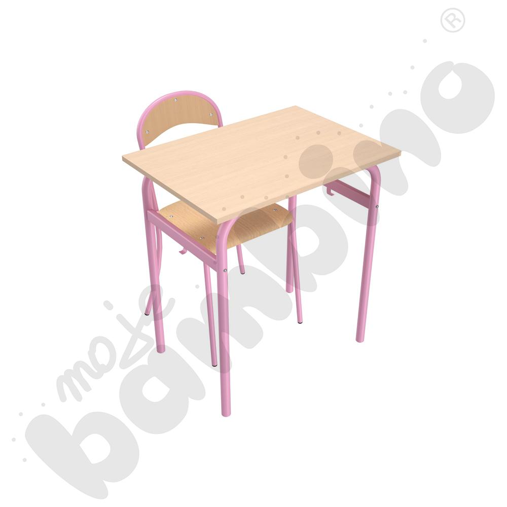 Stół Daniel 1-os. klon z krzesłem P, rozm. 6, różowe