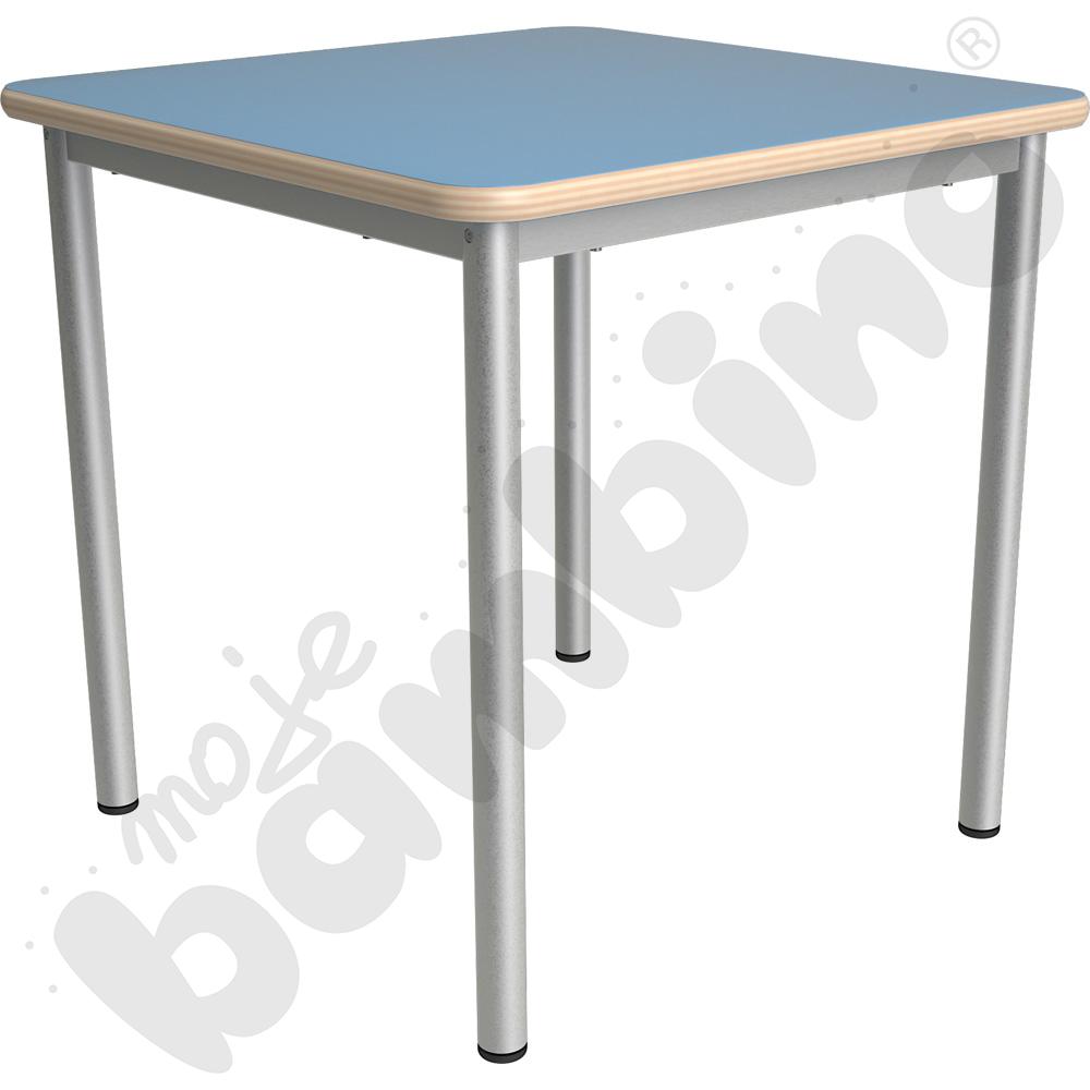 Stół Mila kwadratowy 70x70, HPL - jasnoniebieski, zaokrąglony, rozm. 5