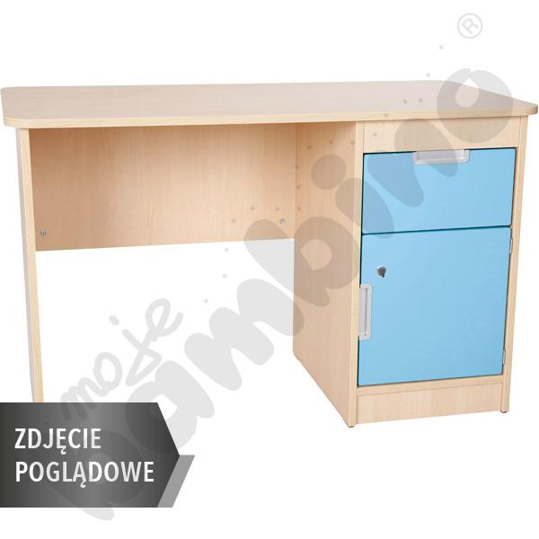 Quadro - biurko z szafką i 1 szufladą  - błękitne, w białej skrzyni