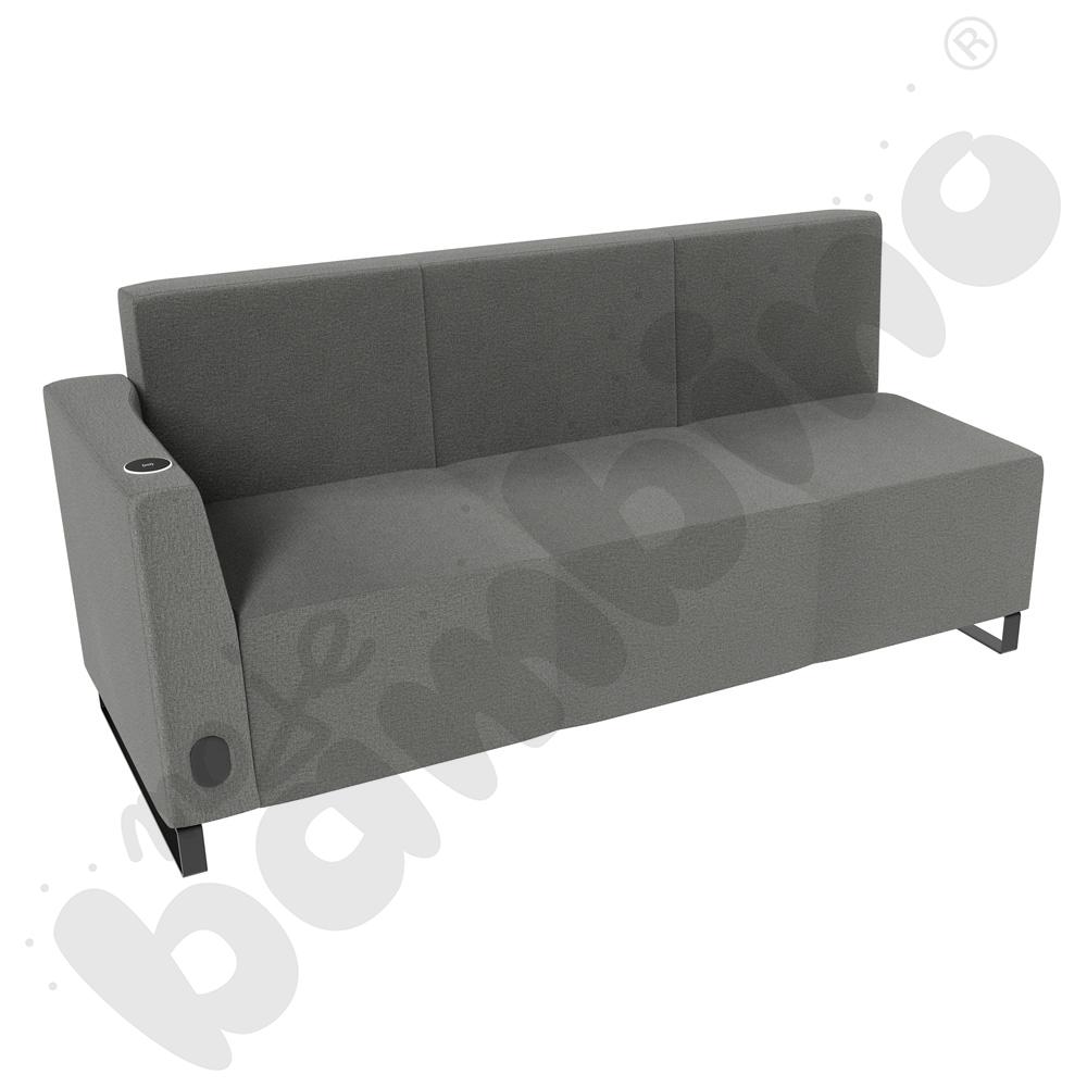 Sofa Universum 3-os. wys. 82 cm, bok niski lewy z gniazdkiem elektrycznym i indukcją, tkanina KG22