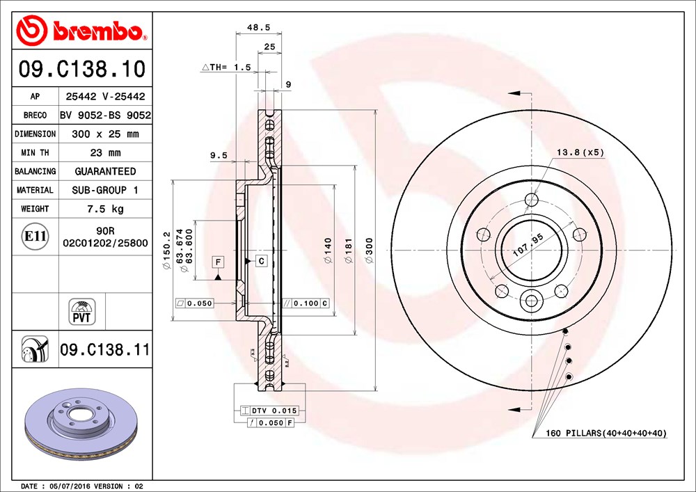 Tarcza hamulcowa BREMBO 09.C138.11