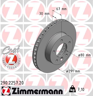 Tarcza hamulcowa ZIMMERMANN 290.2257.20
