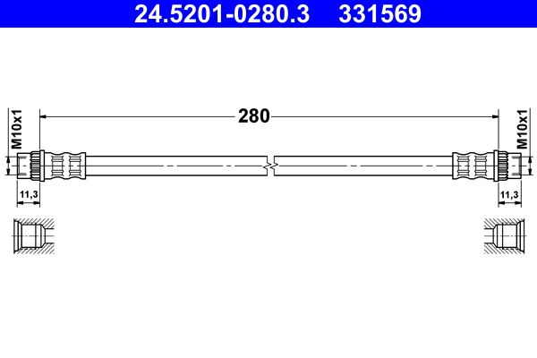 Przewód hamulcowy elastyczny ATE 24.5201-0280.3