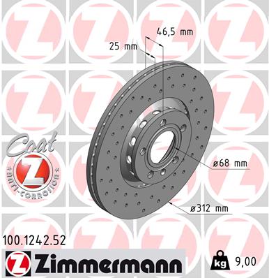 Tarcza hamulcowa ZIMMERMANN 100.1242.52