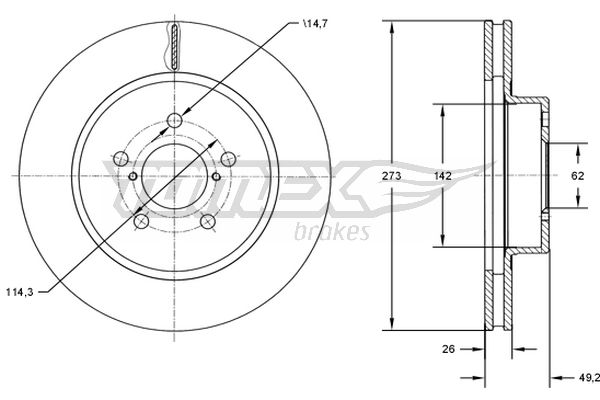 Tarcza hamulcowa TOMEX BRAKES TX 73-12