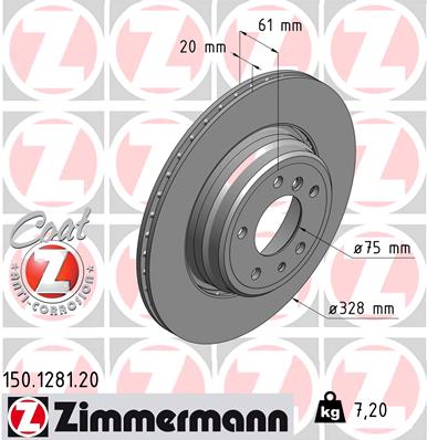 Tarcza hamulcowa ZIMMERMANN 150.1281.20