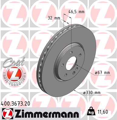 Tarcza hamulcowa ZIMMERMANN 400.3673.20