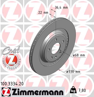 Tarcza hamulcowa ZIMMERMANN 100.3334.20