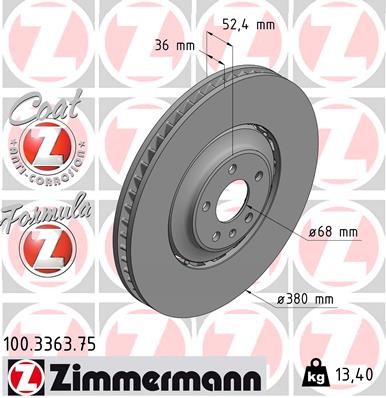 Tarcza hamulcowa ZIMMERMANN 100.3363.75