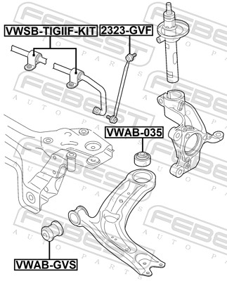 Zawieszenie, stabilizator FEBEST VWSB-TIGIIF-KIT