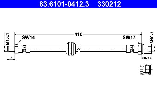 Przewód hamulcowy elastyczny ATE 83.6101-0412.3