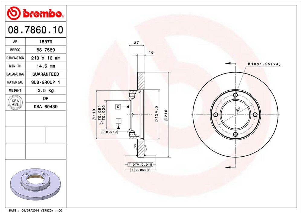Tarcza hamulcowa BREMBO 08.7860.10