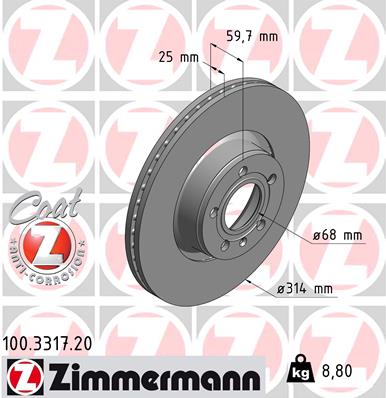 Tarcza hamulcowa ZIMMERMANN 100.3317.20