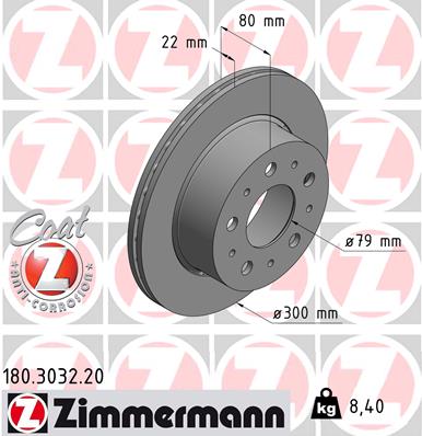 Tarcza hamulcowa ZIMMERMANN 180.3032.20
