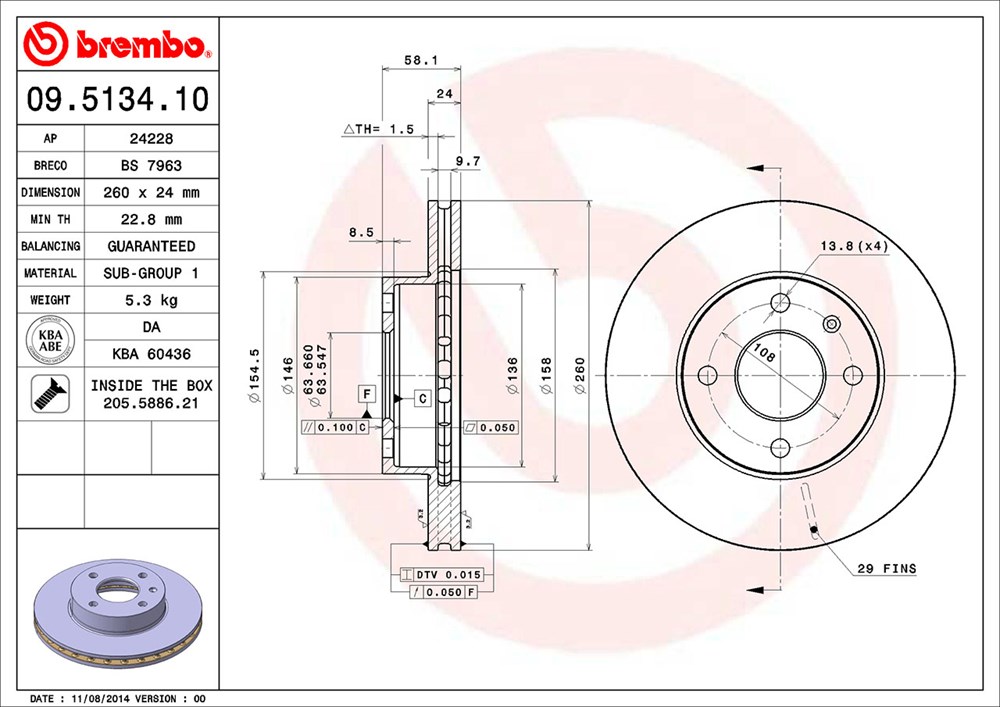 Tarcza hamulcowa BREMBO 09.5134.10