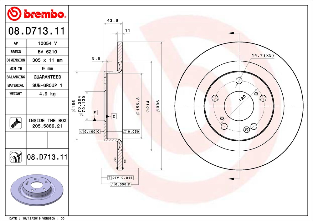 Tarcza hamulcowa BREMBO 08.D713.11