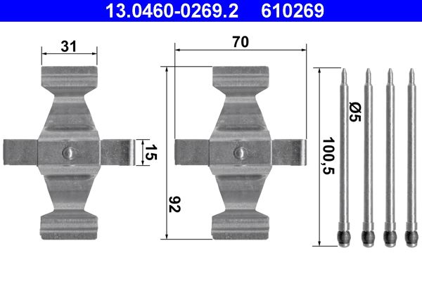 Zestaw akcesoriów montażowych  klocków hamulcowych ATE 13.0460-0269.2
