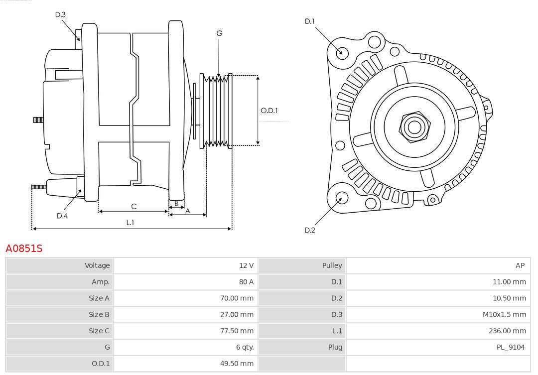 Alternator AS-PL A0851S