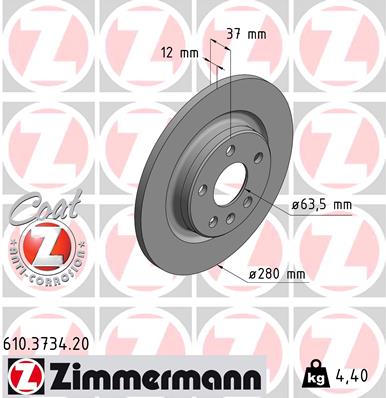 Tarcza hamulcowa ZIMMERMANN 610.3734.20