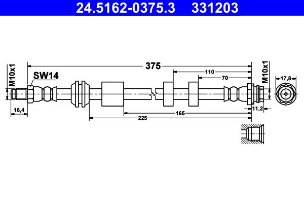 Przewód hamulcowy elastyczny ATE 24.5162-0375.3