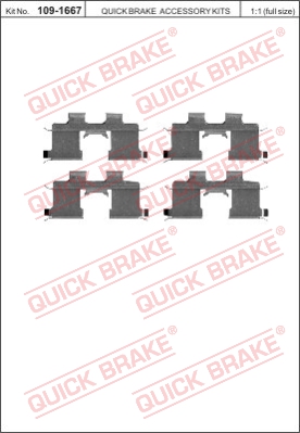 Zestaw akcesoriów montażowych  klocków hamulcowych QUICK BRAKE 109-1667